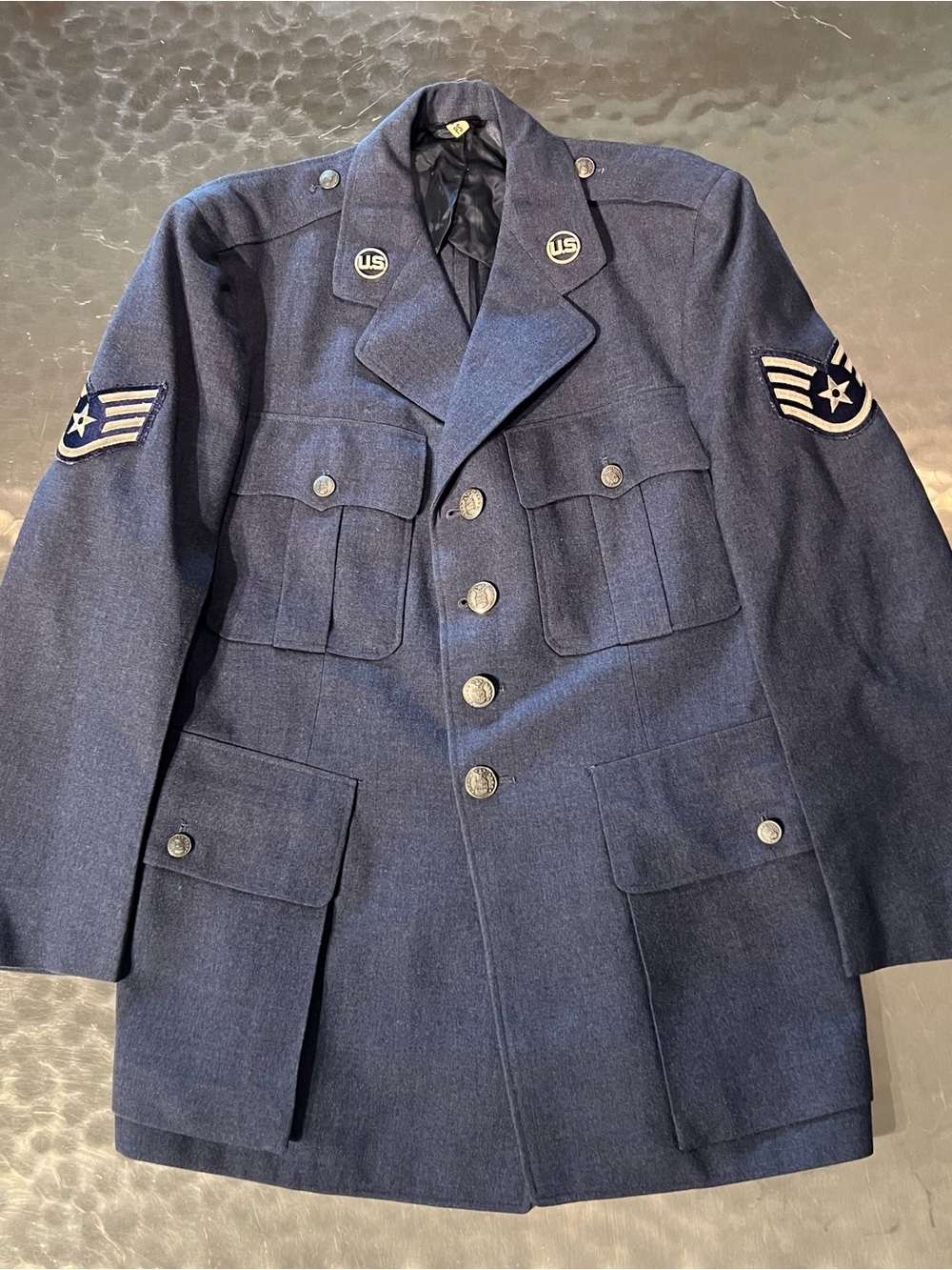 VTG 1949 US Air Force Wool Serge Dress Uniform Jacket Blue 84 Max Udell 38PS
